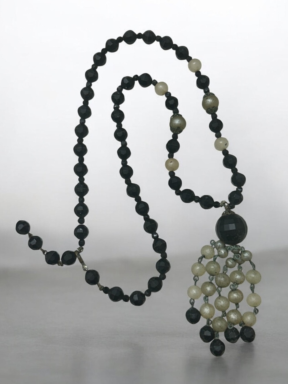Authentic Antique Circa 1890 Mourning Style Sautoir Tassel Necklace